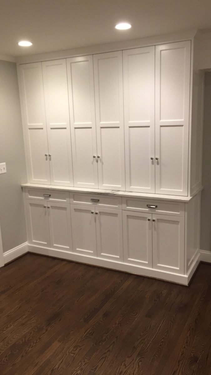 White built-in cabinets